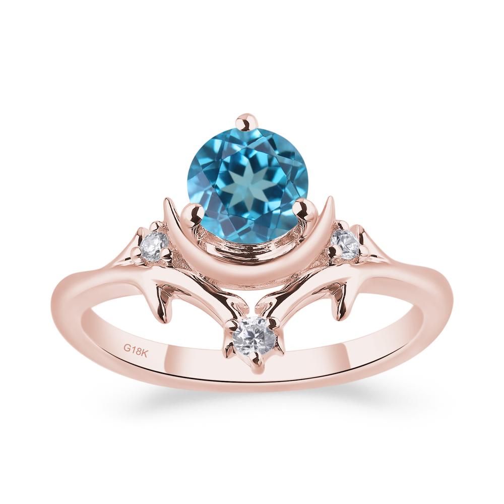 Swiss Blue Topaz Moon and Star Ring - LUO Jewelry #metal_18k rose gold