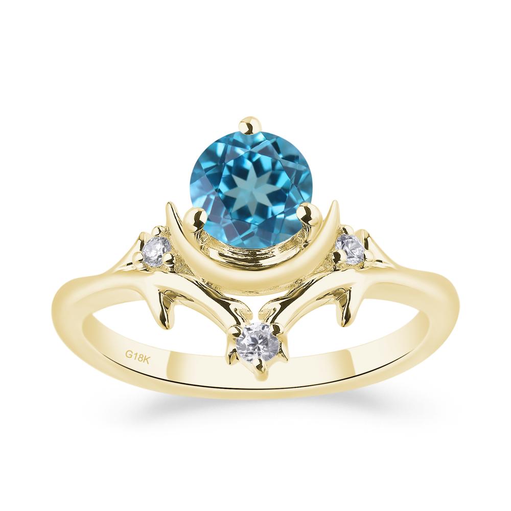 Swiss Blue Topaz Moon and Star Ring - LUO Jewelry #metal_18k yellow gold