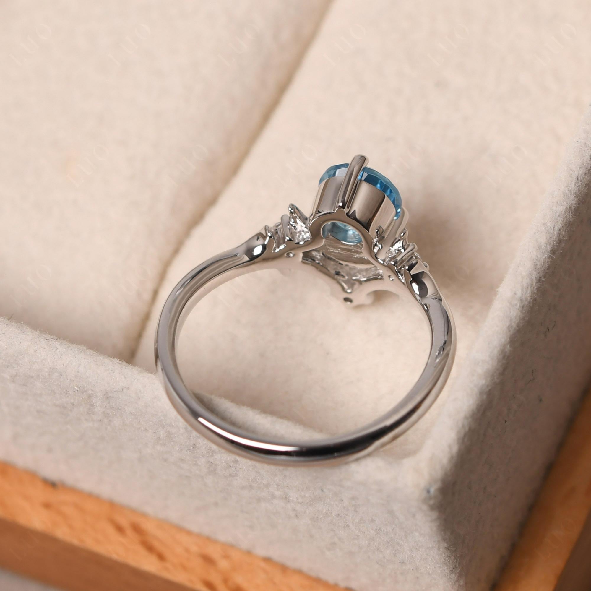 Swiss Blue Topaz Moon and Star Ring - LUO Jewelry 