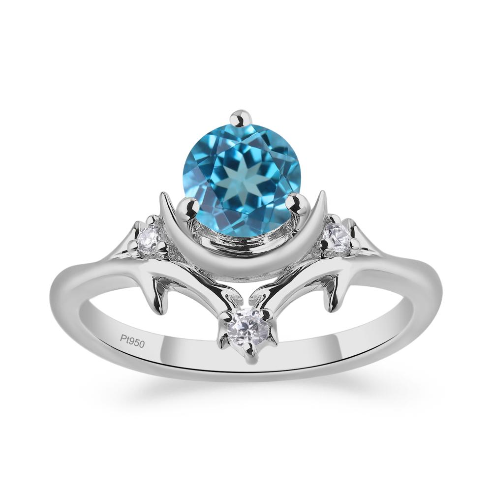 Swiss Blue Topaz Moon and Star Ring - LUO Jewelry #metal_platinum