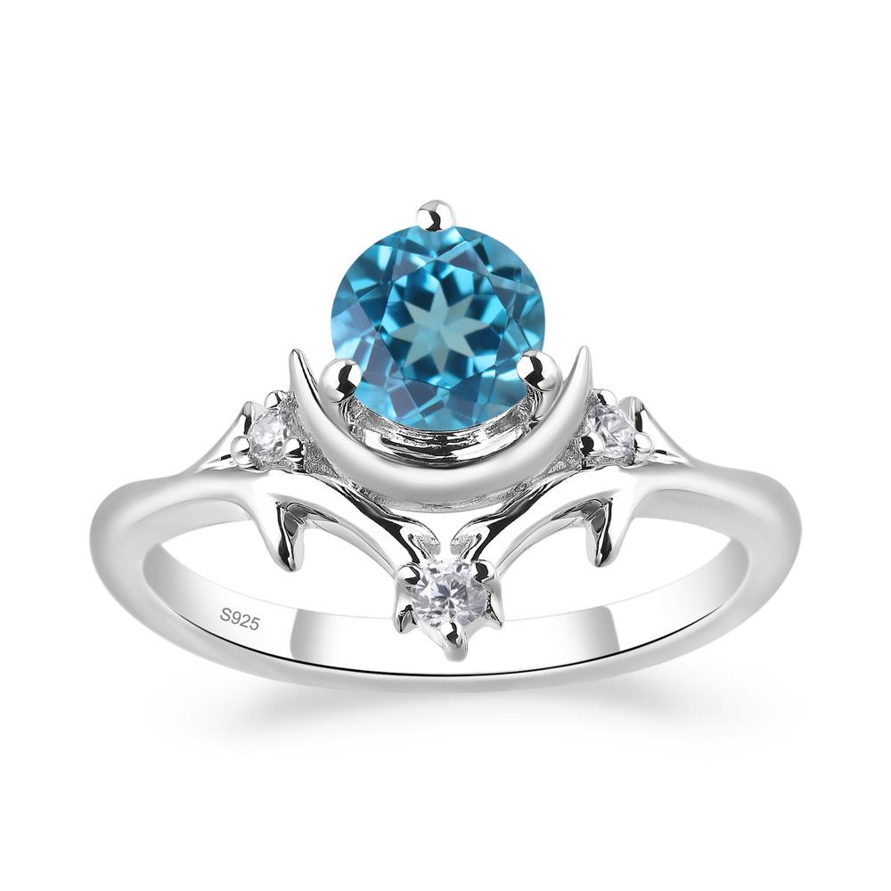 Swiss Blue Topaz Moon and Star Ring - LUO Jewelry #metal_sterling silver