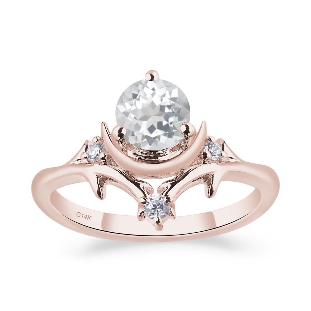 White Topaz Ring with Moon and Star - LUO Jewelry #metal_14k rose gold