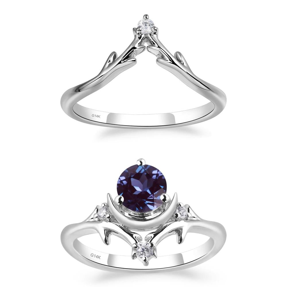 Alexandrite Moon and Star Ring - LUO Jewelry #metal_xxxxx