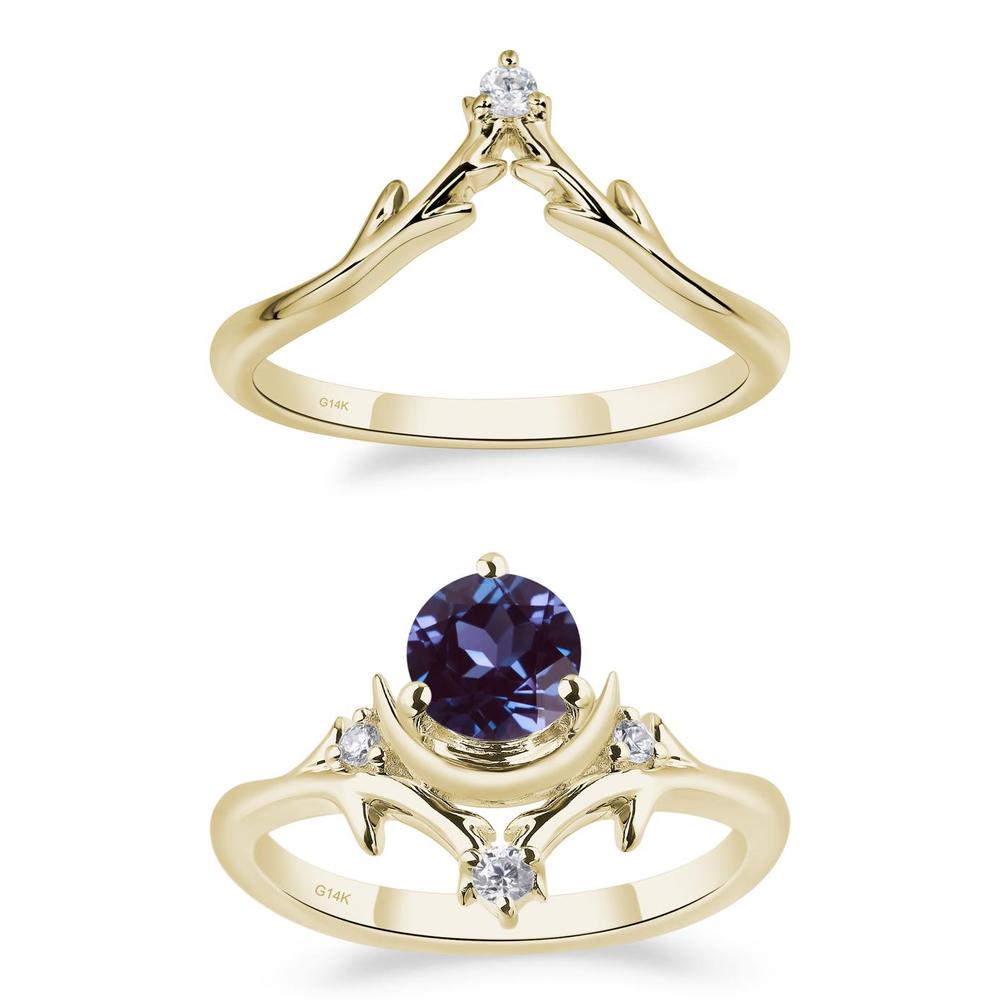 Alexandrite Moon and Star Ring - LUO Jewelry #metal_xxxxx