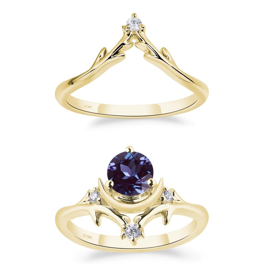 Alexandrite Moon and Star Ring - LUO Jewelry #metal_xxxxx