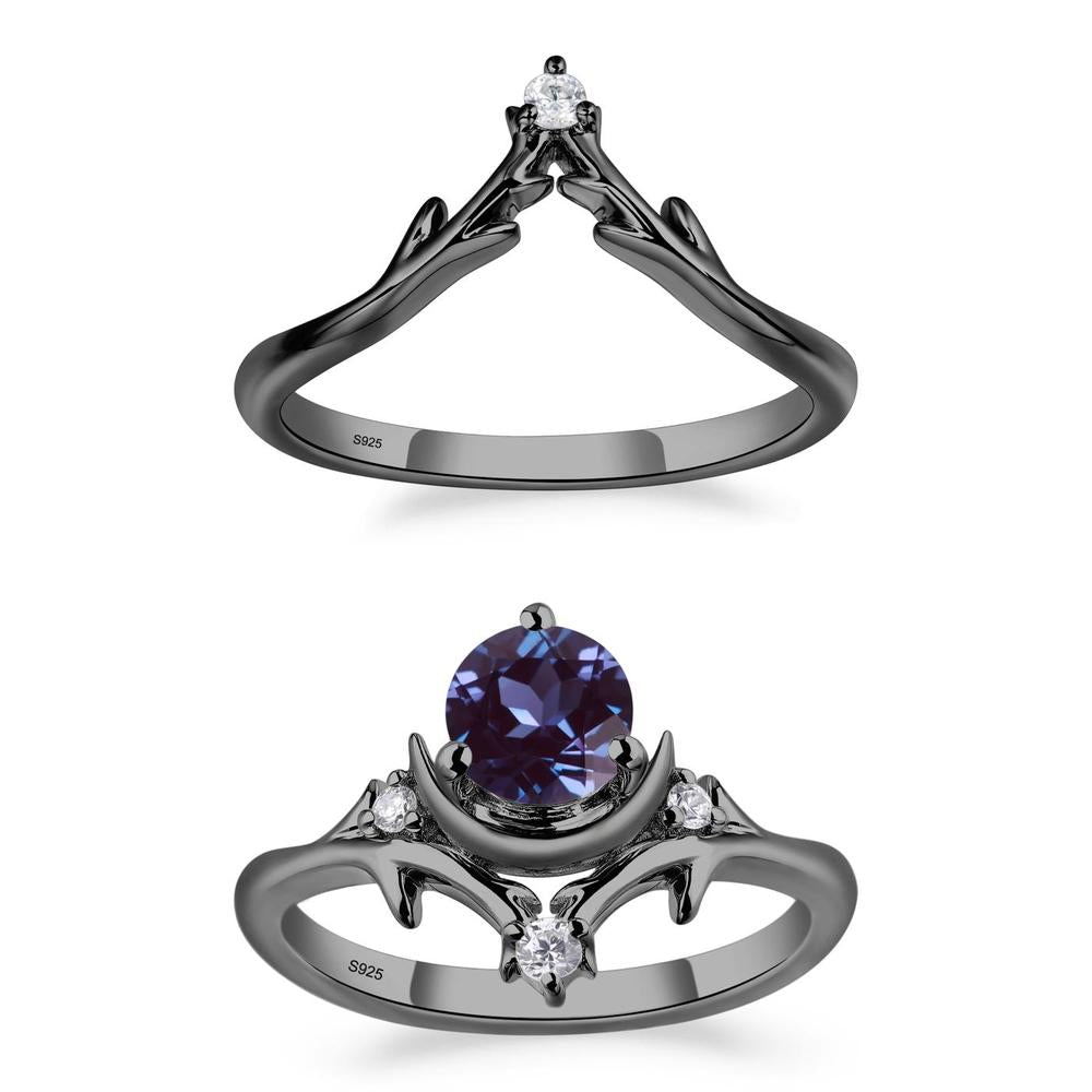 Alexandrite Moon and Star Ring - LUO Jewelry #metal_xxxxx