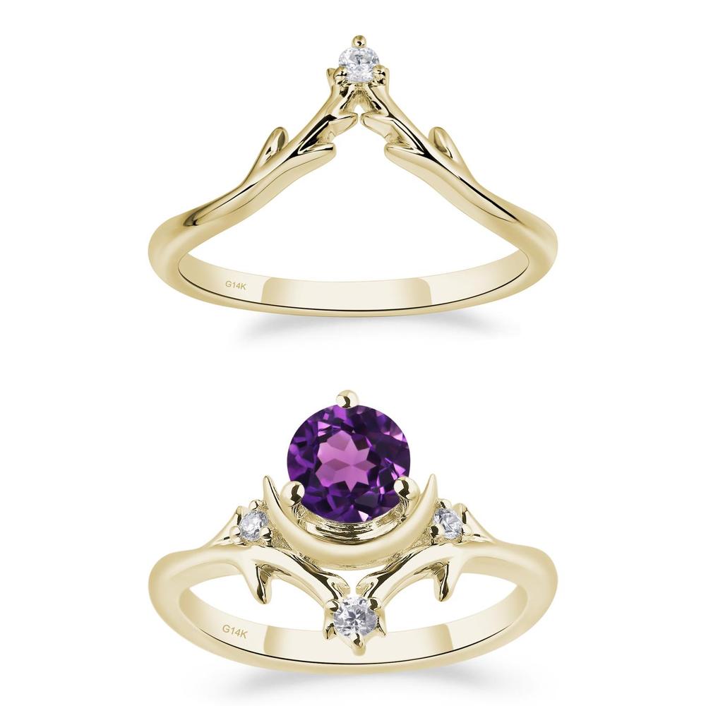 Amethyst Ring with Moon and Star - LUO Jewelry #metal_xxxxx