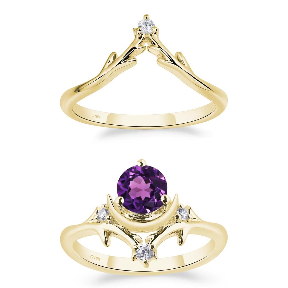 Amethyst Ring with Moon and Star - LUO Jewelry #metal_xxxxx