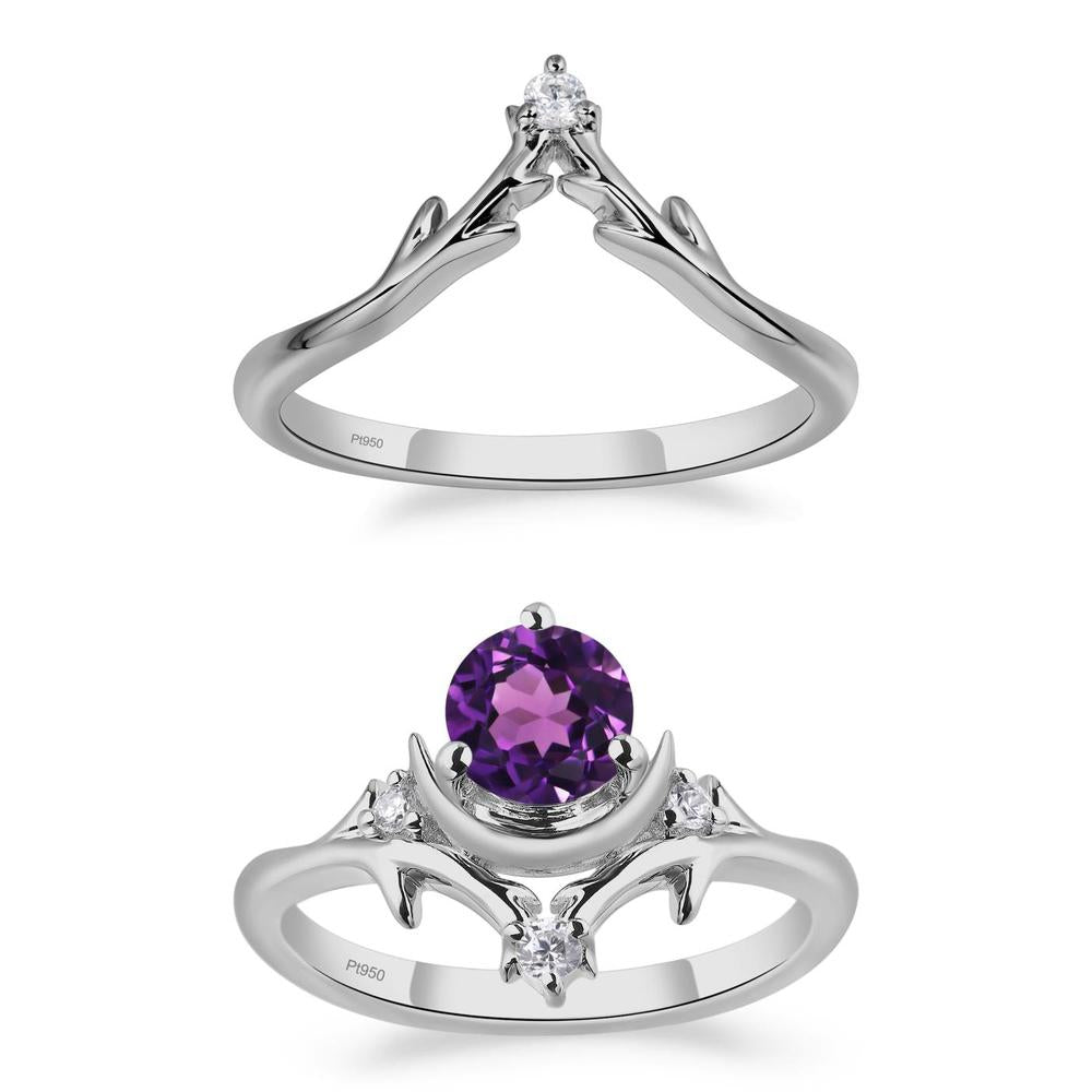 Amethyst Ring with Moon and Star - LUO Jewelry #metal_xxxxx