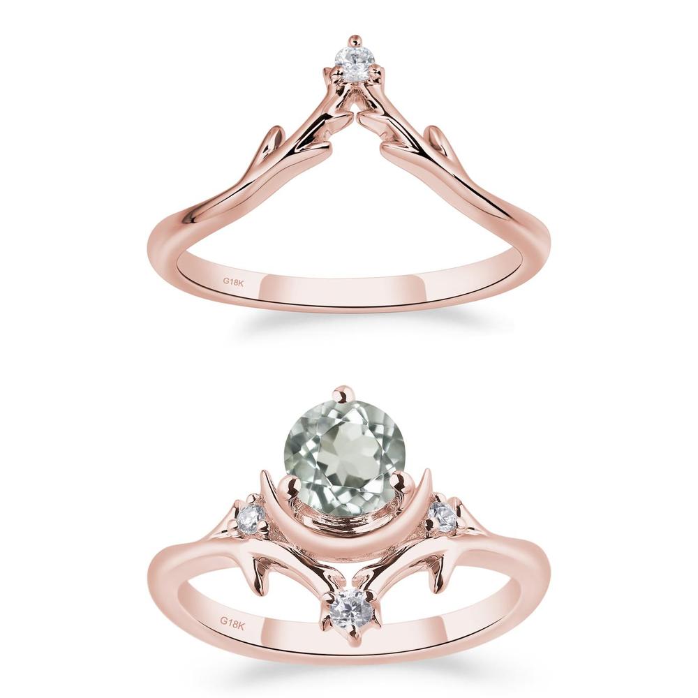 Green Amethyst Crescent Moon and Star Ring - LUO Jewelry #metal_xxxxx