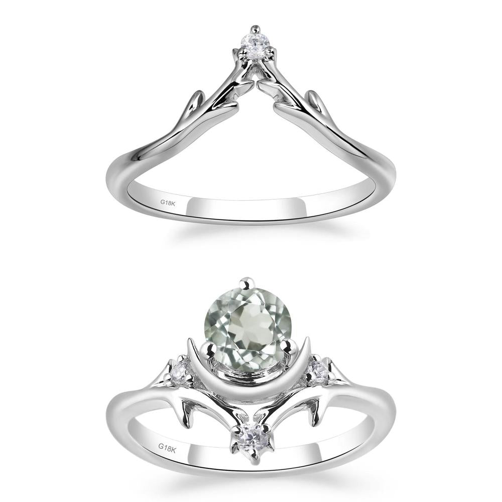 Green Amethyst Crescent Moon and Star Ring - LUO Jewelry #metal_xxxxx