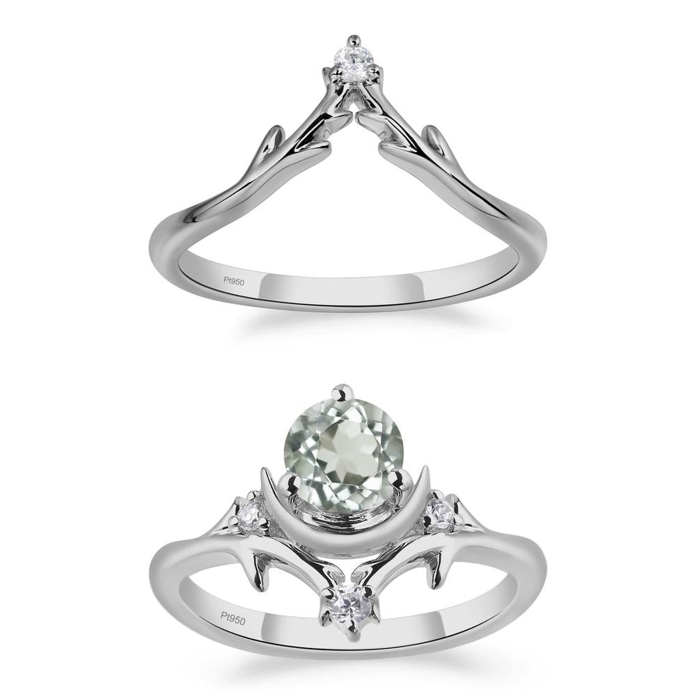 Green Amethyst Crescent Moon and Star Ring - LUO Jewelry #metal_xxxxx