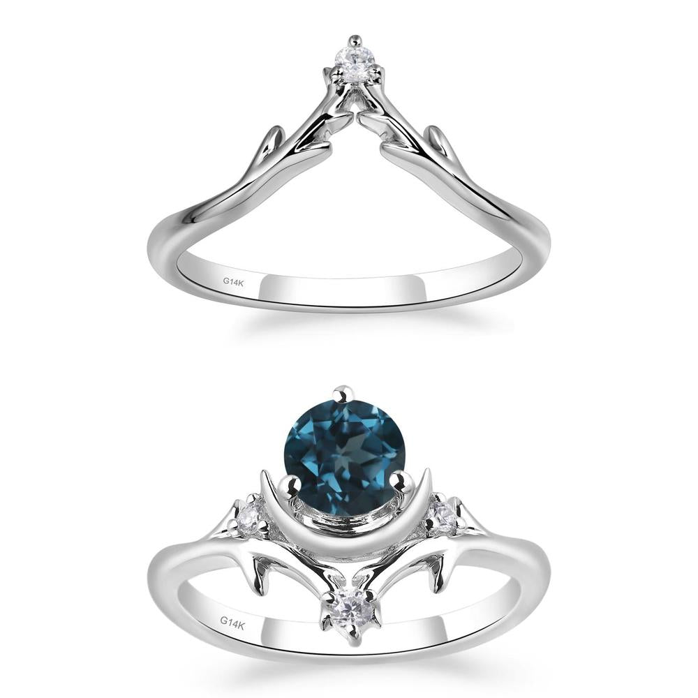 London Blue Topaz Moon and Star Ring - LUO Jewelry #metal_14k white gold