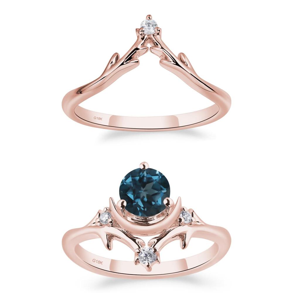 London Blue Topaz Moon and Star Ring - LUO Jewelry #metal_18k rose gold