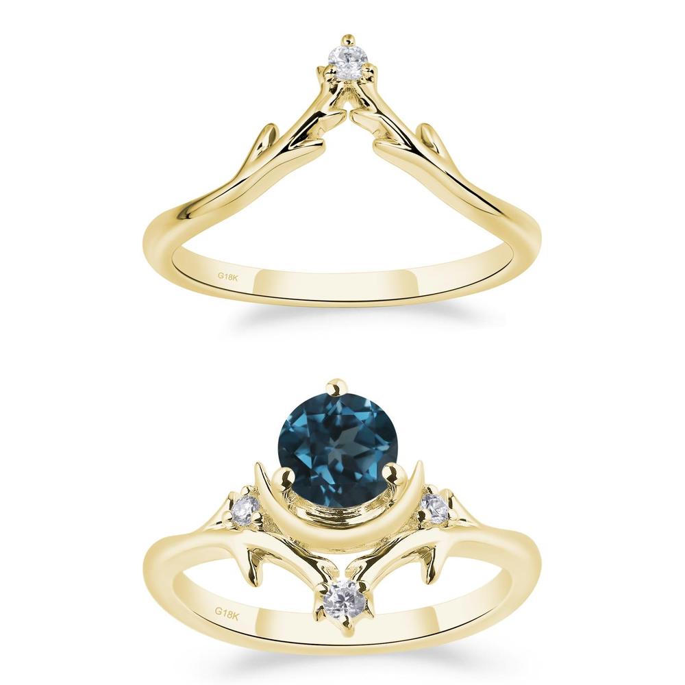 London Blue Topaz Moon and Star Ring - LUO Jewelry #metal_18k yellow gold