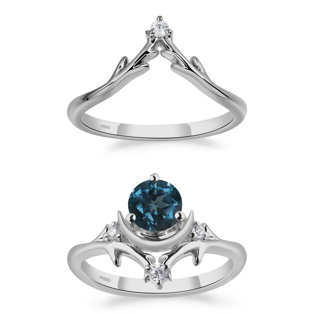 London Blue Topaz Moon and Star Ring - LUO Jewelry #metal_platinum