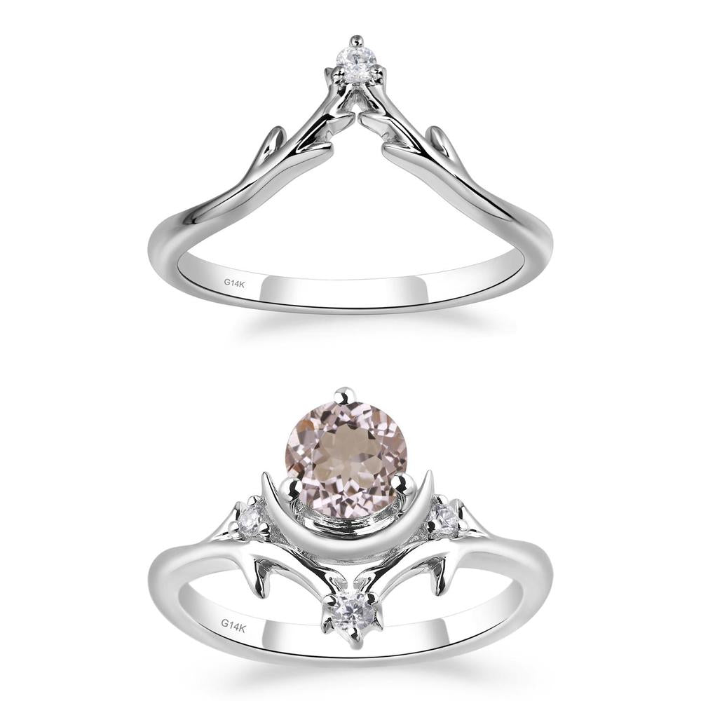 Morganite Crescent Moon and Star Ring - LUO Jewelry #metal_xxxxx