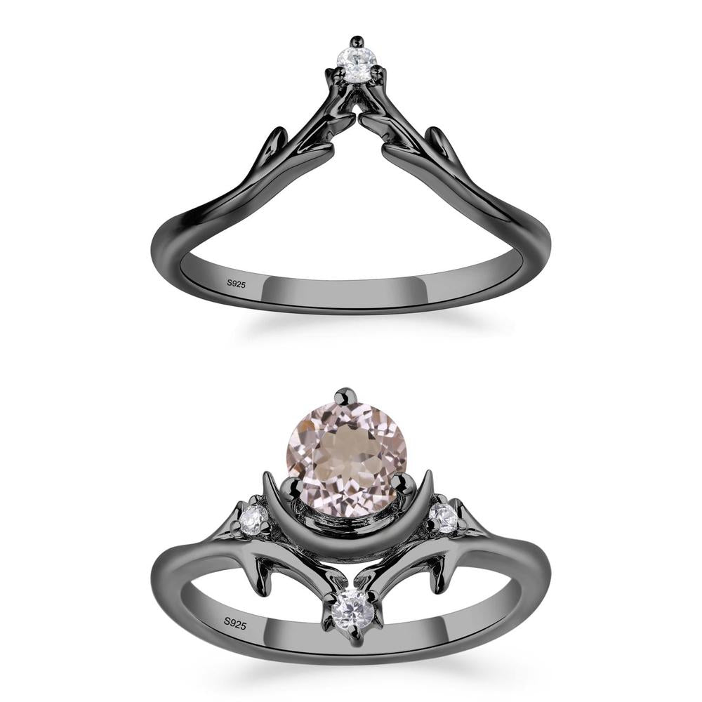 Morganite Crescent Moon and Star Ring - LUO Jewelry #metal_xxxxx