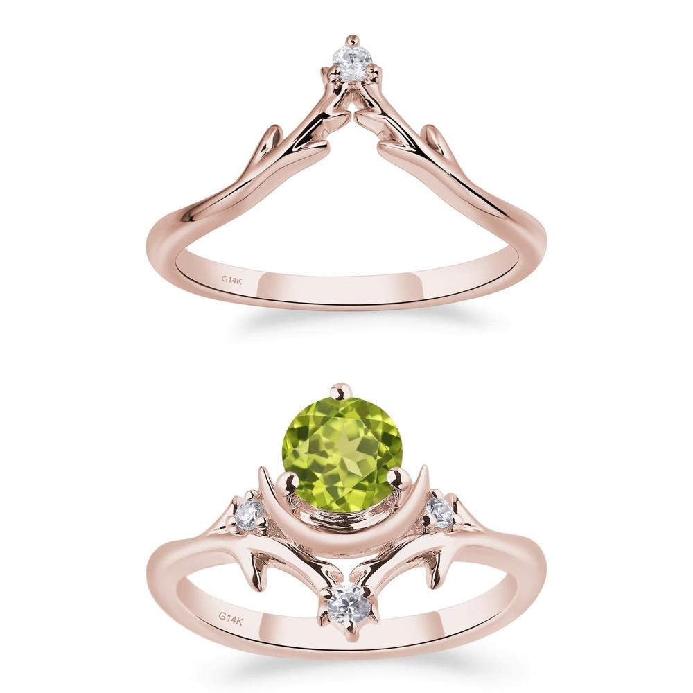 Peridot Star and Moon Engagement Ring - LUO Jewelry #metal_xxxxx