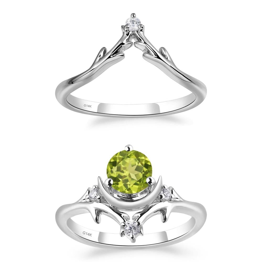 Peridot Star and Moon Engagement Ring - LUO Jewelry #metal_xxxxx