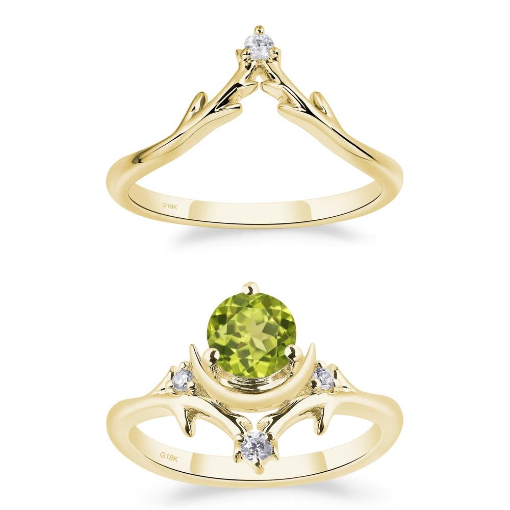 Peridot Star and Moon Engagement Ring - LUO Jewelry #metal_xxxxx