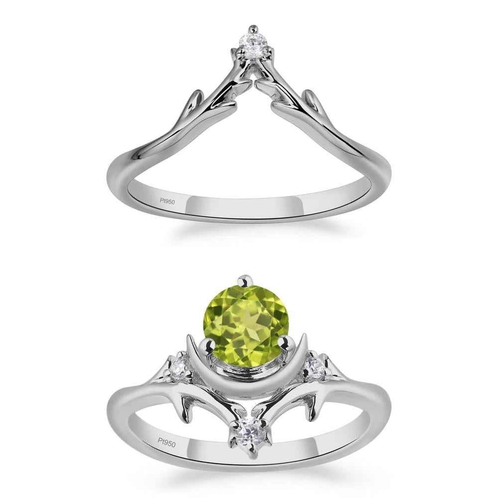 Peridot Star and Moon Engagement Ring - LUO Jewelry #metal_xxxxx