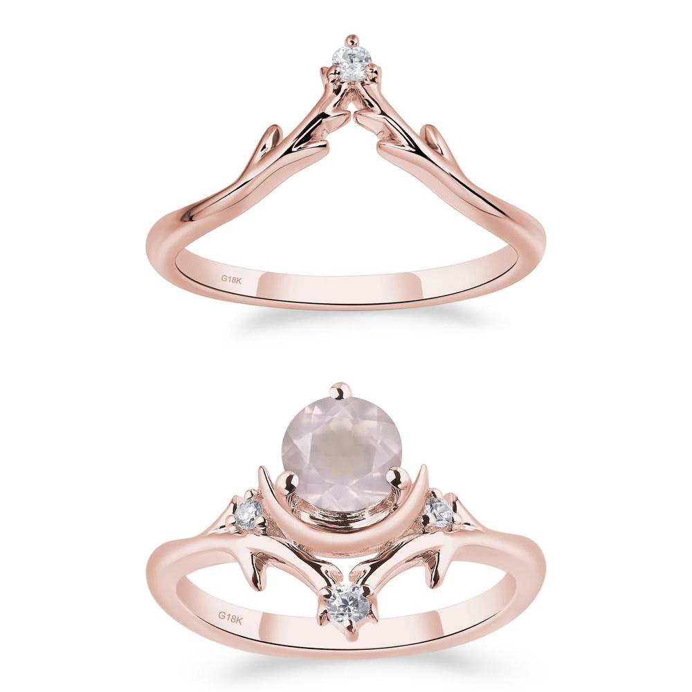 Rose Quartz Moon and Star Ring - LUO Jewelry #metal_18k rose gold