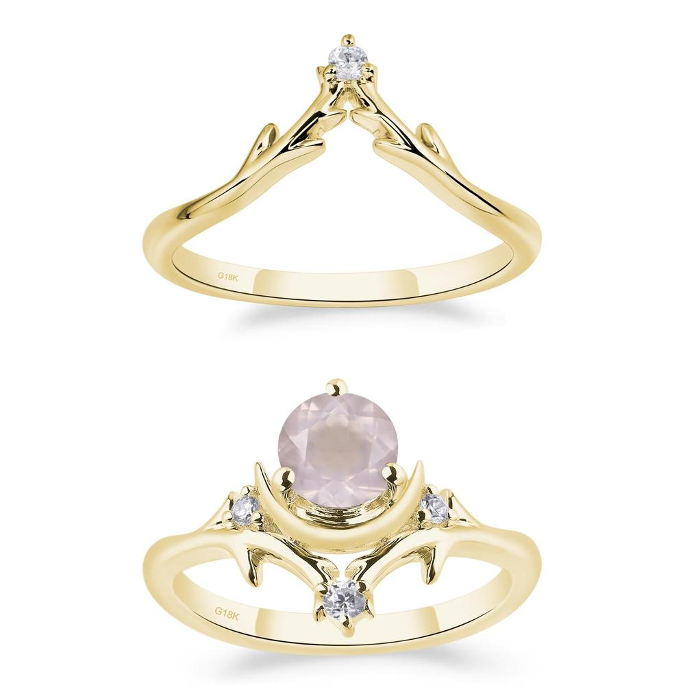 Rose Quartz Moon and Star Ring - LUO Jewelry #metal_18k yellow gold