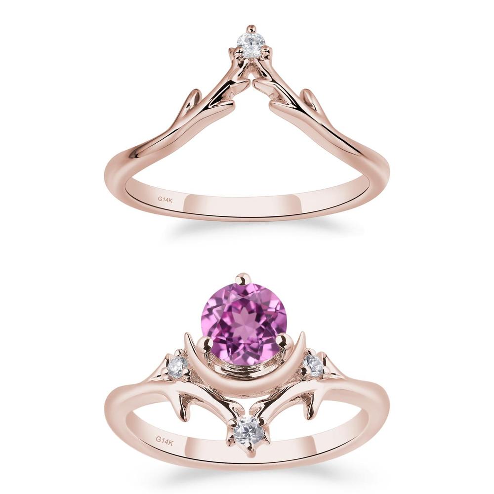 Pink Sapphire Ring with Moon and Star - LUO Jewelry #metal_14k rose gold