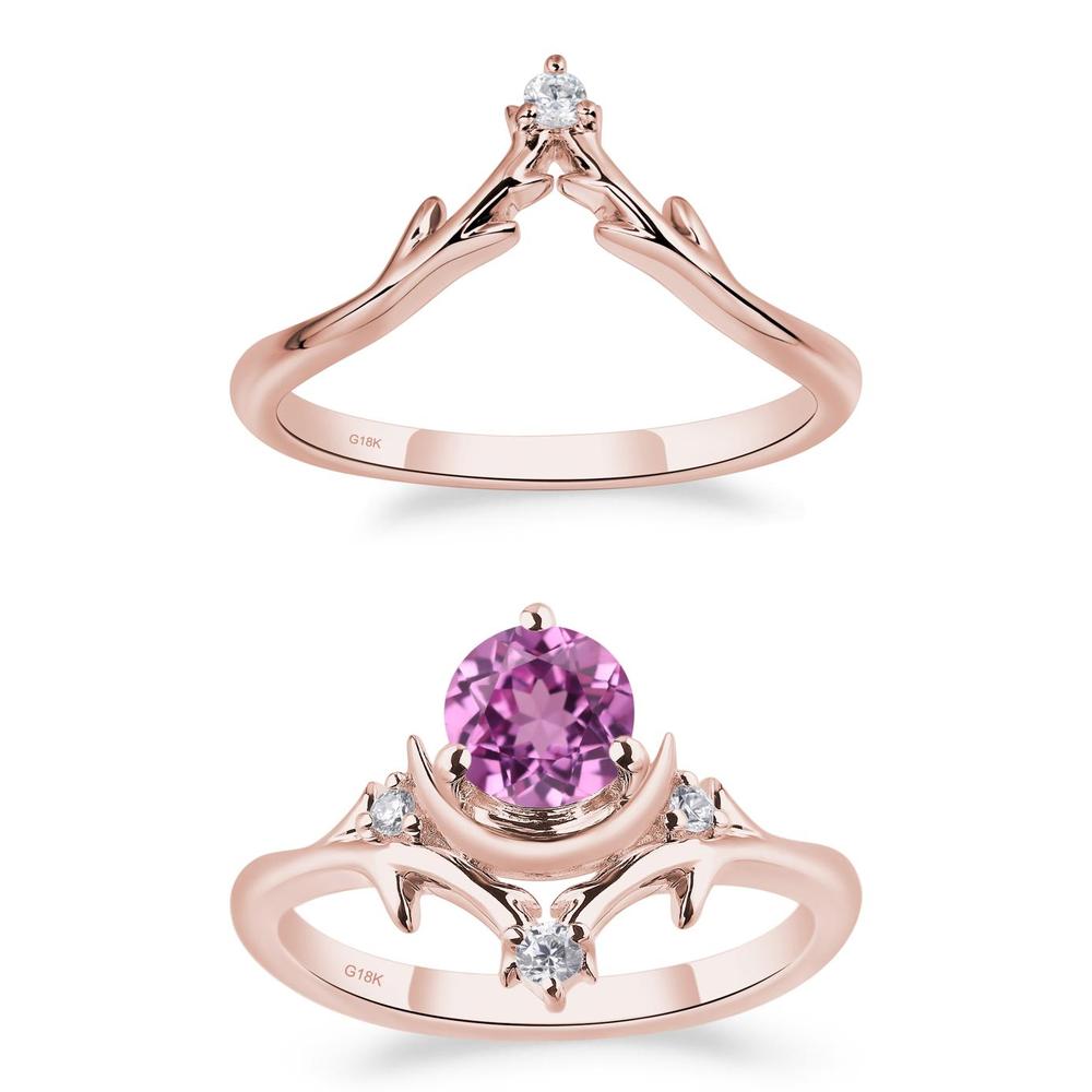 Pink Sapphire Ring with Moon and Star - LUO Jewelry #metal_18k rose gold