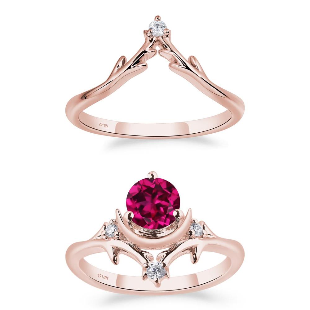 Ruby Crescent Moon and Star Ring - LUO Jewelry #metal_xxxxx