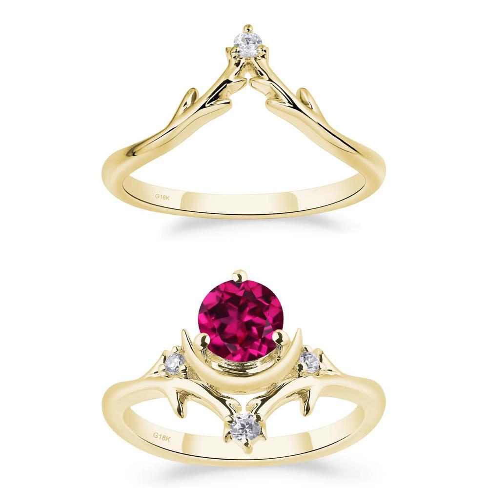 Ruby Crescent Moon and Star Ring - LUO Jewelry #metal_xxxxx