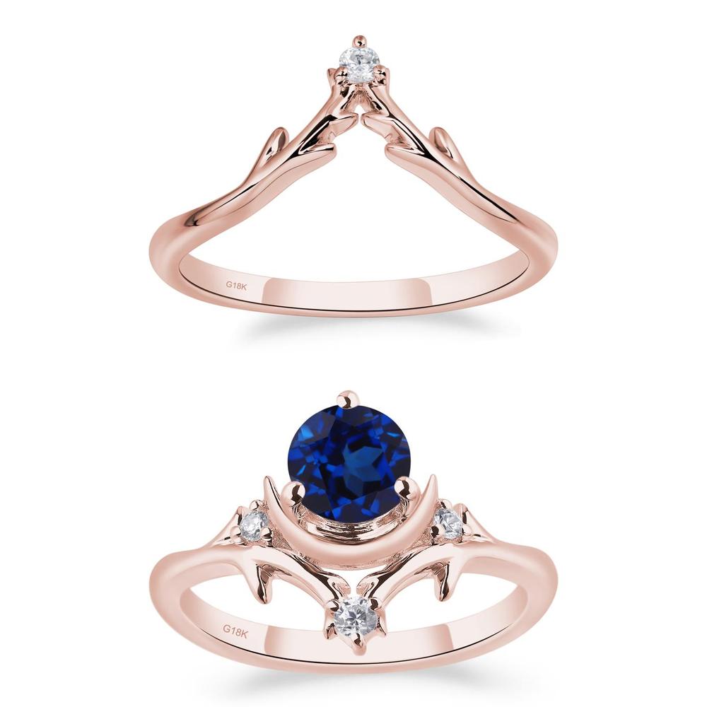 Sapphire Star and Moon Engagement Ring - LUO Jewelry #metal_xxxxx