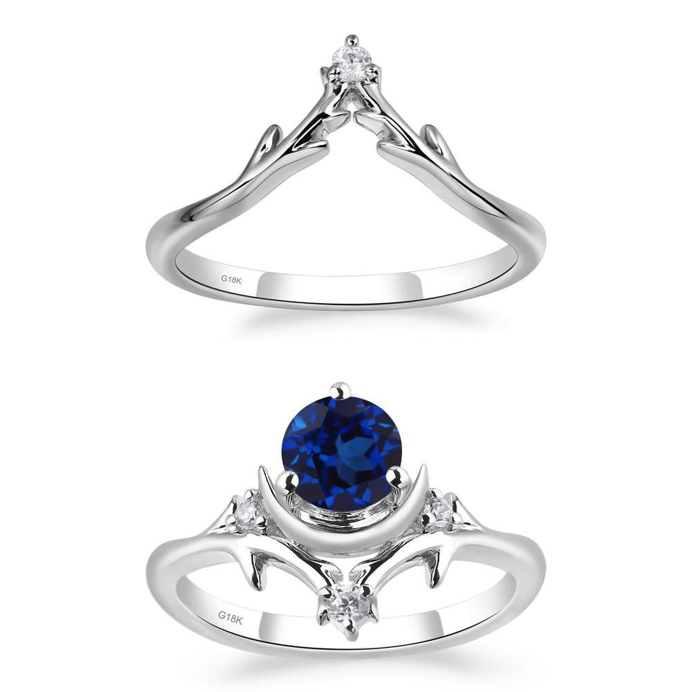 Sapphire Star and Moon Engagement Ring - LUO Jewelry #metal_xxxxx