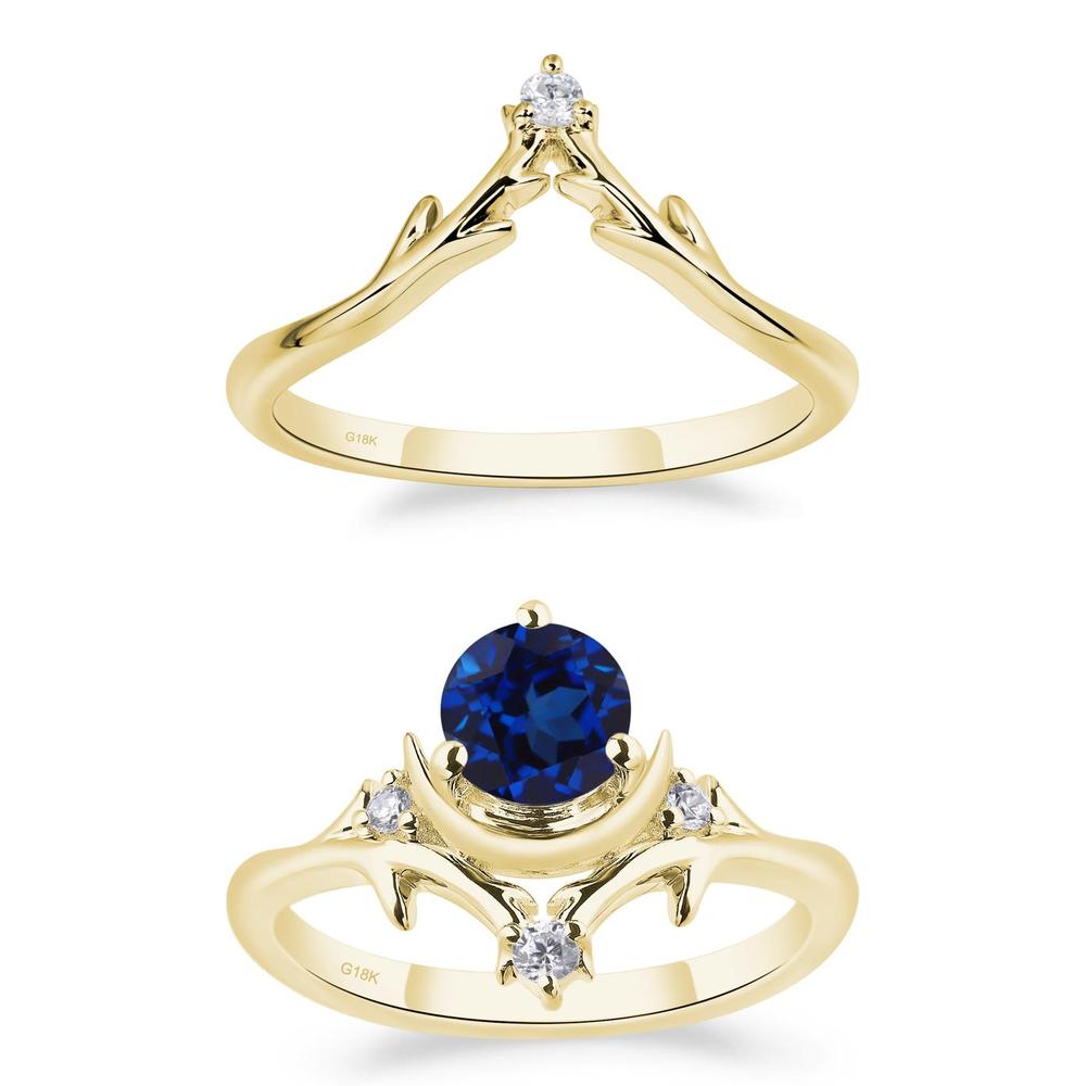 Sapphire Star and Moon Engagement Ring - LUO Jewelry #metal_xxxxx