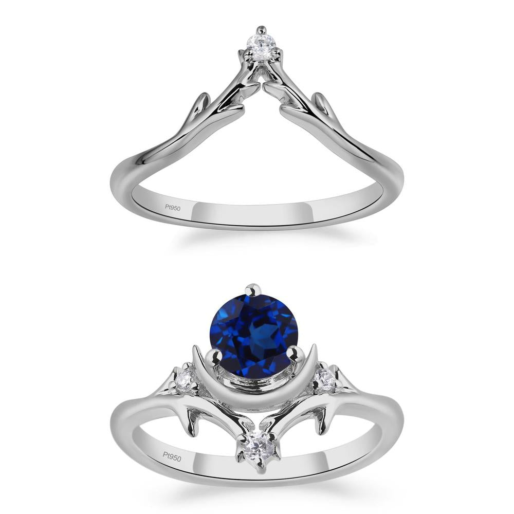 Sapphire Star and Moon Engagement Ring - LUO Jewelry #metal_xxxxx