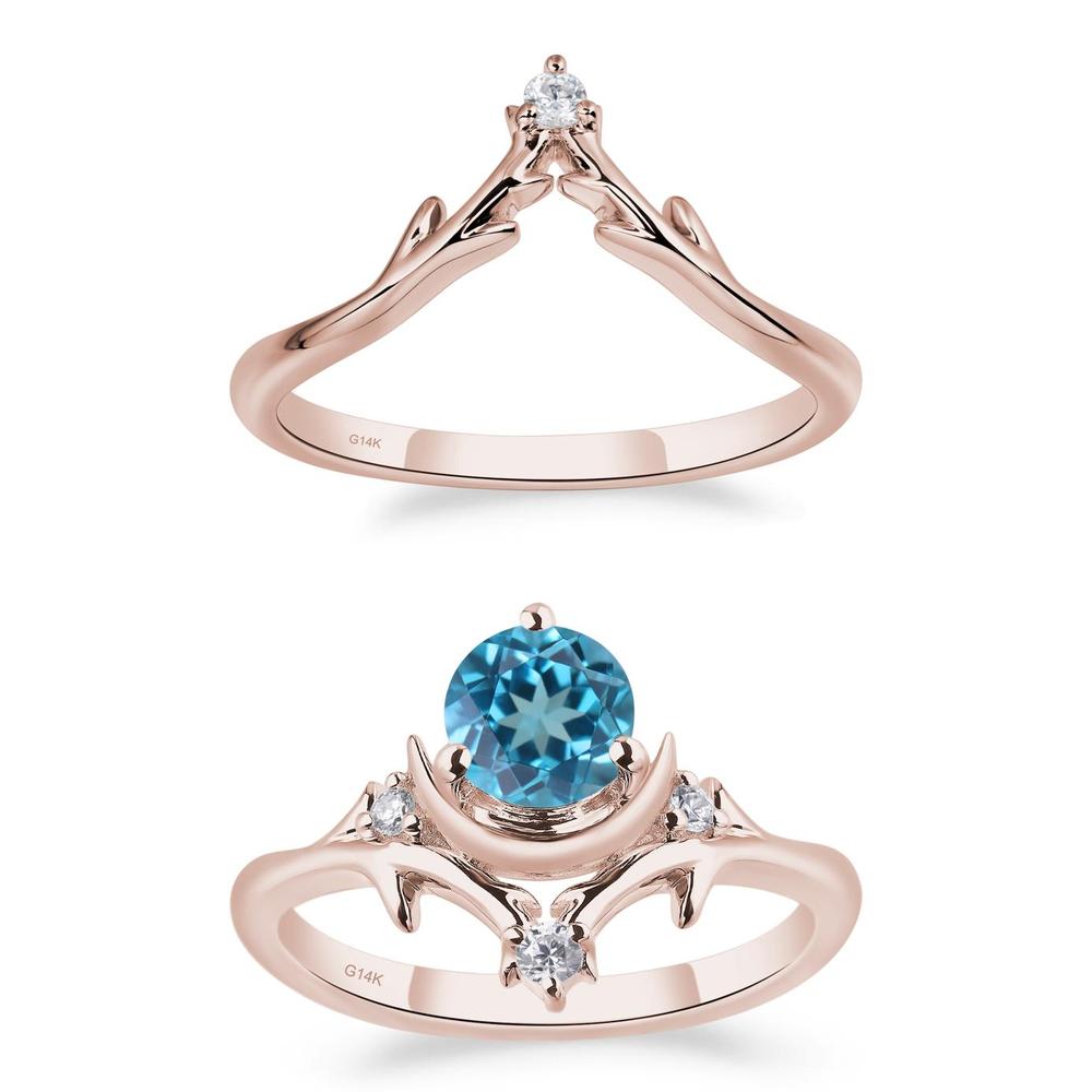 Swiss Blue Topaz Moon and Star Ring - LUO Jewelry #metal_xxxxx