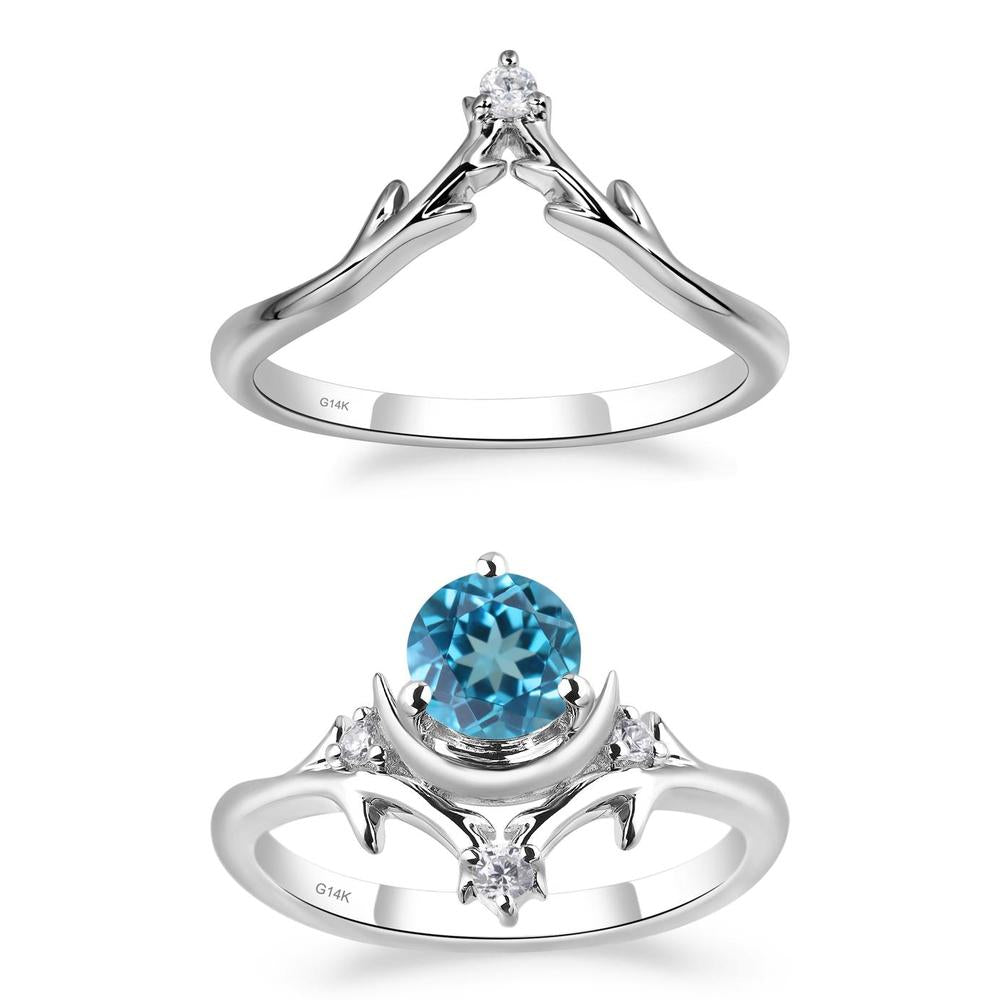 Swiss Blue Topaz Moon and Star Ring - LUO Jewelry #metal_xxxxx