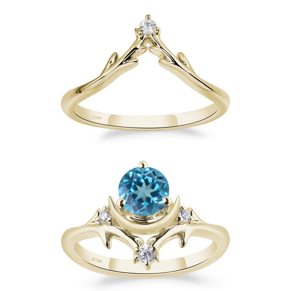 Swiss Blue Topaz Moon and Star Ring - LUO Jewelry #metal_xxxxx