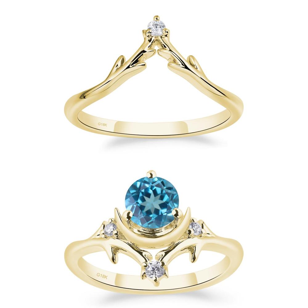 Swiss Blue Topaz Moon and Star Ring - LUO Jewelry #metal_xxxxx