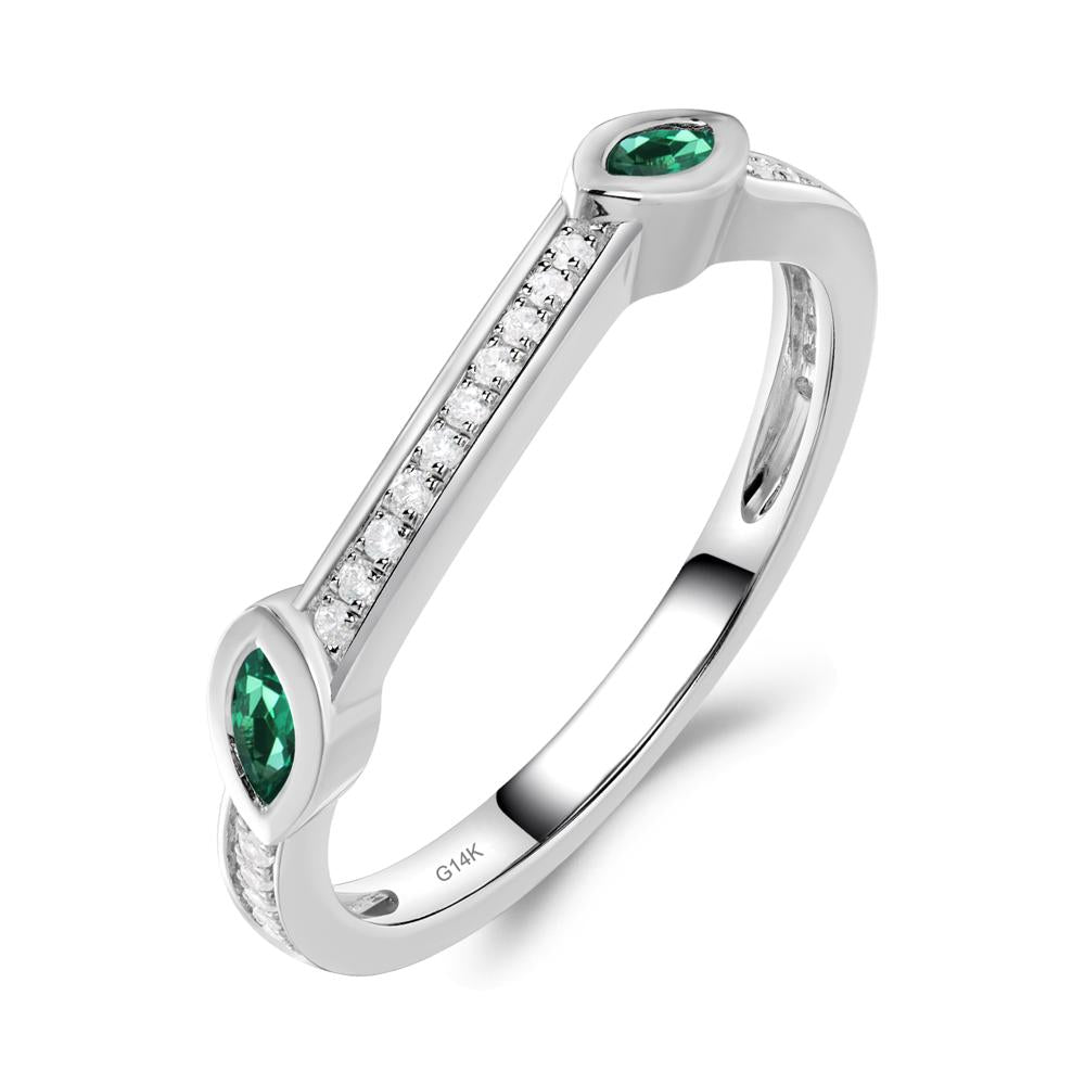 Ruby and Emerald Leaf Engagement Ring - LUO Jewelry #metal_xxxxx