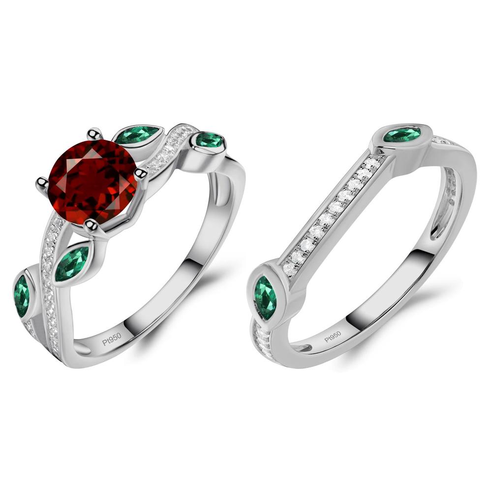 Garnet and Emerald Twisted Leaf Engagement Ring - LUO Jewelry #metal_xxxxx