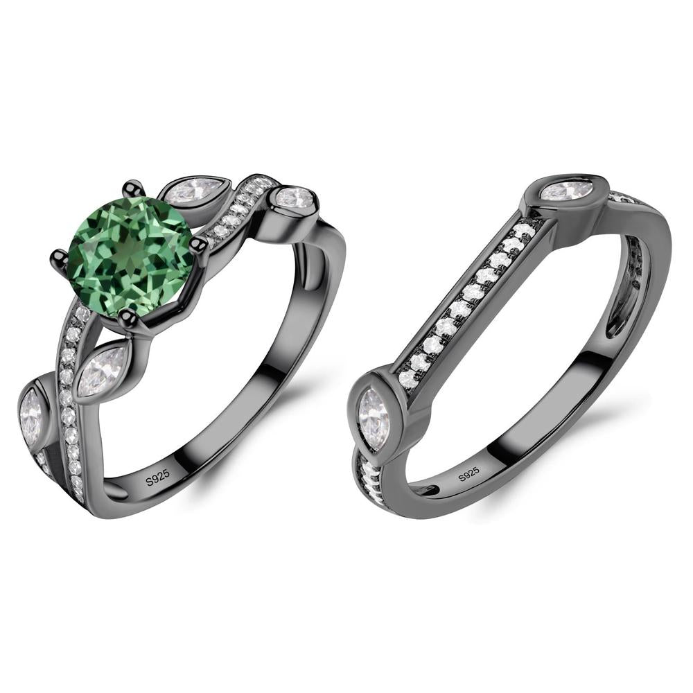 Green Sapphire Twisted Leaf Engagement Ring - LUO Jewelry #metal_xxxxx