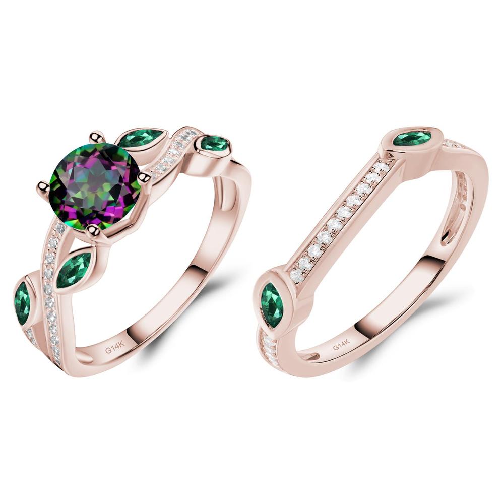 Mystic Topaz Engagement Ring with Leaf - LUO Jewelry #metal_xxxxx