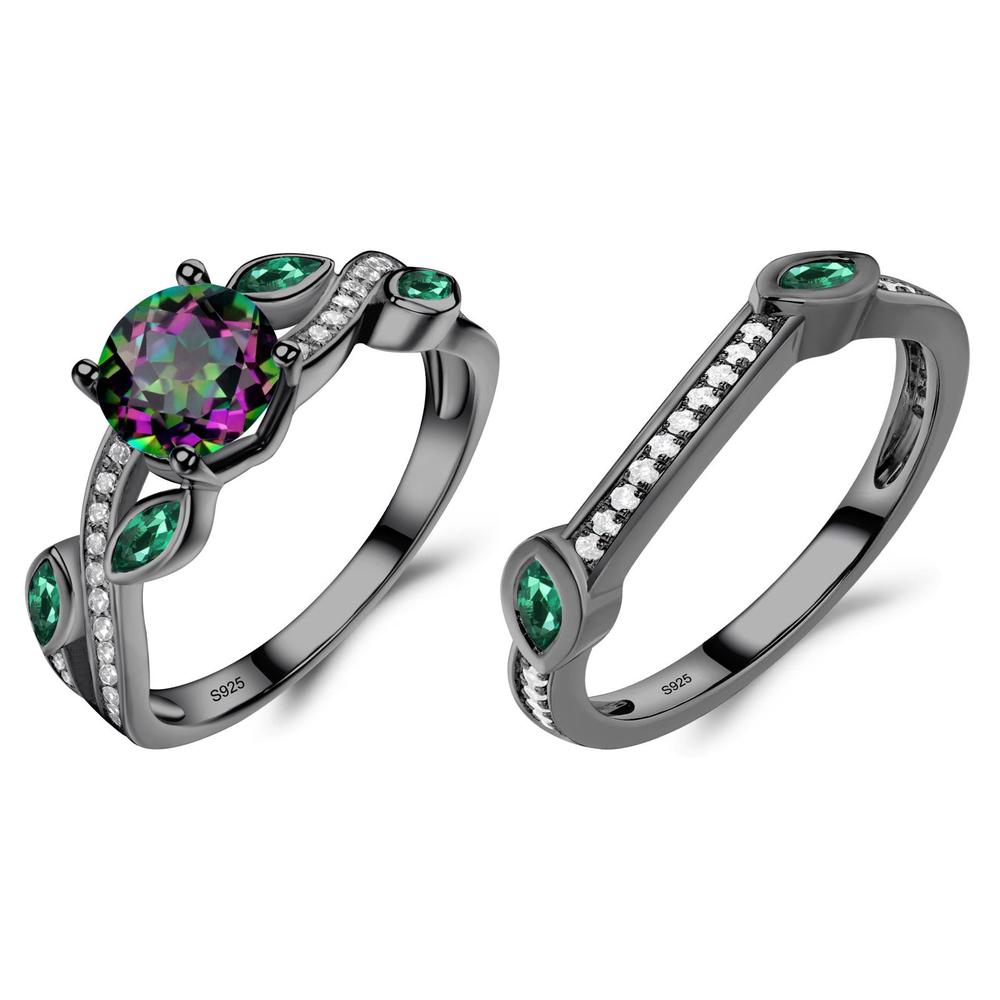 Mystic Topaz Engagement Ring with Leaf - LUO Jewelry #metal_xxxxx