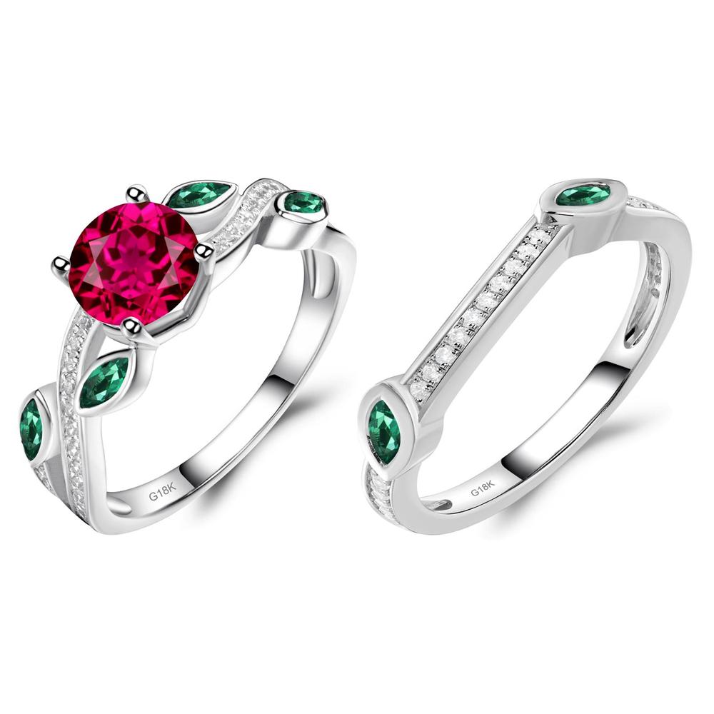 Ruby and Emerald Leaf Engagement Ring - LUO Jewelry #metal_xxxxx