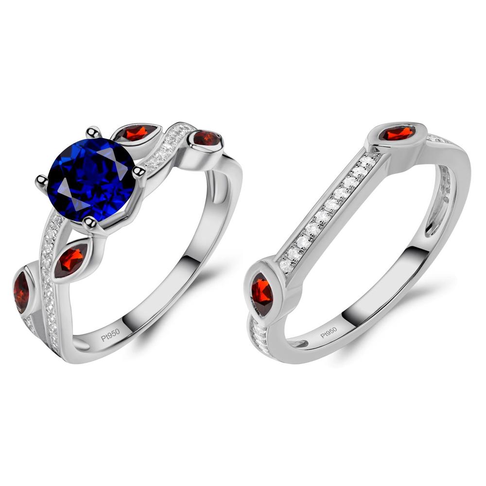 Sapphire and Garnet Engagement Ring with Leaf - LUO Jewelry #metal_xxxxx