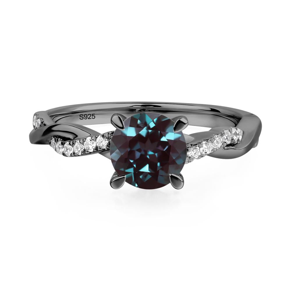 Alexandrite Twisted Engagement Ring - LUO Jewelry #metal_black finish sterling silver