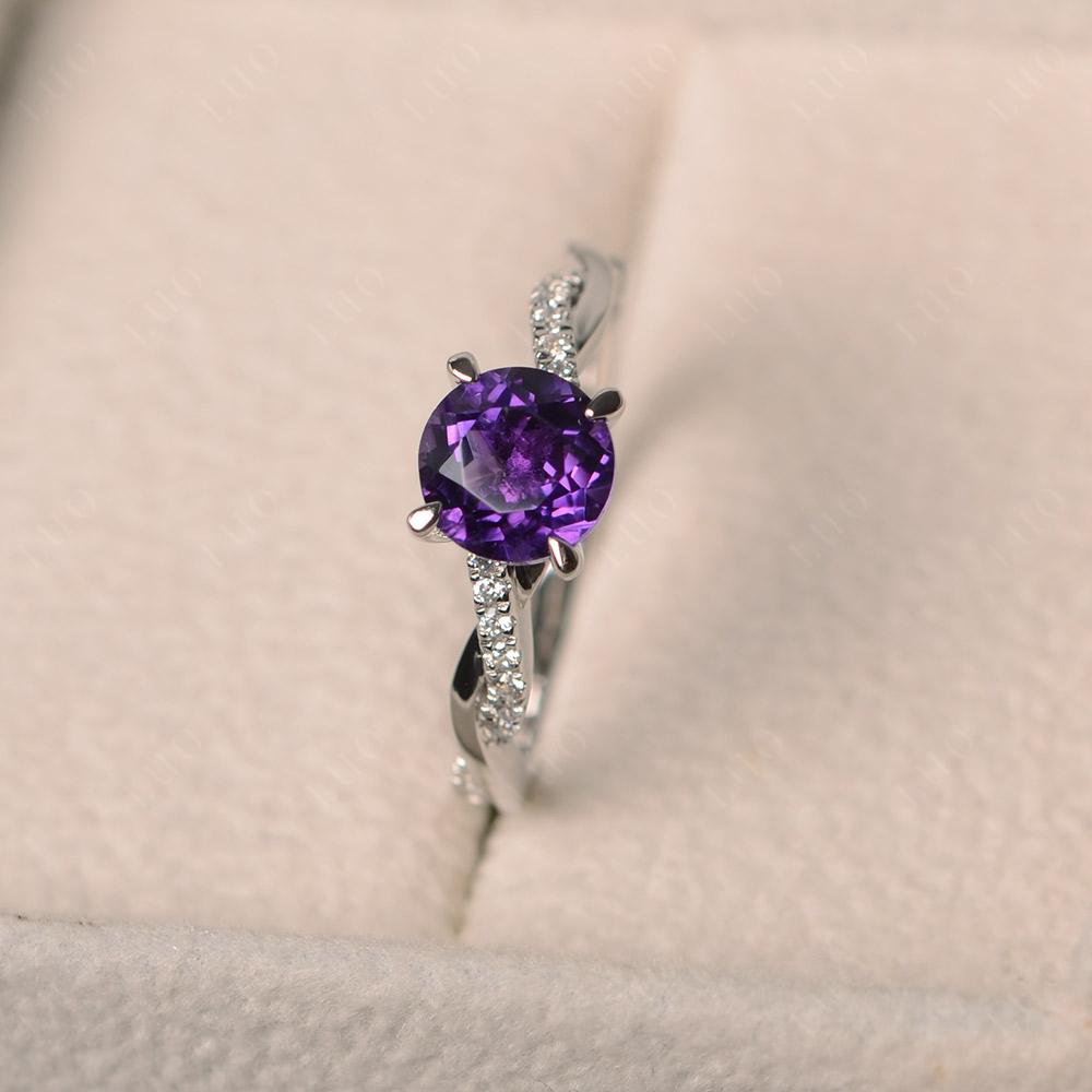 Amethyst Twist Engagement Ring - LUO Jewelry 