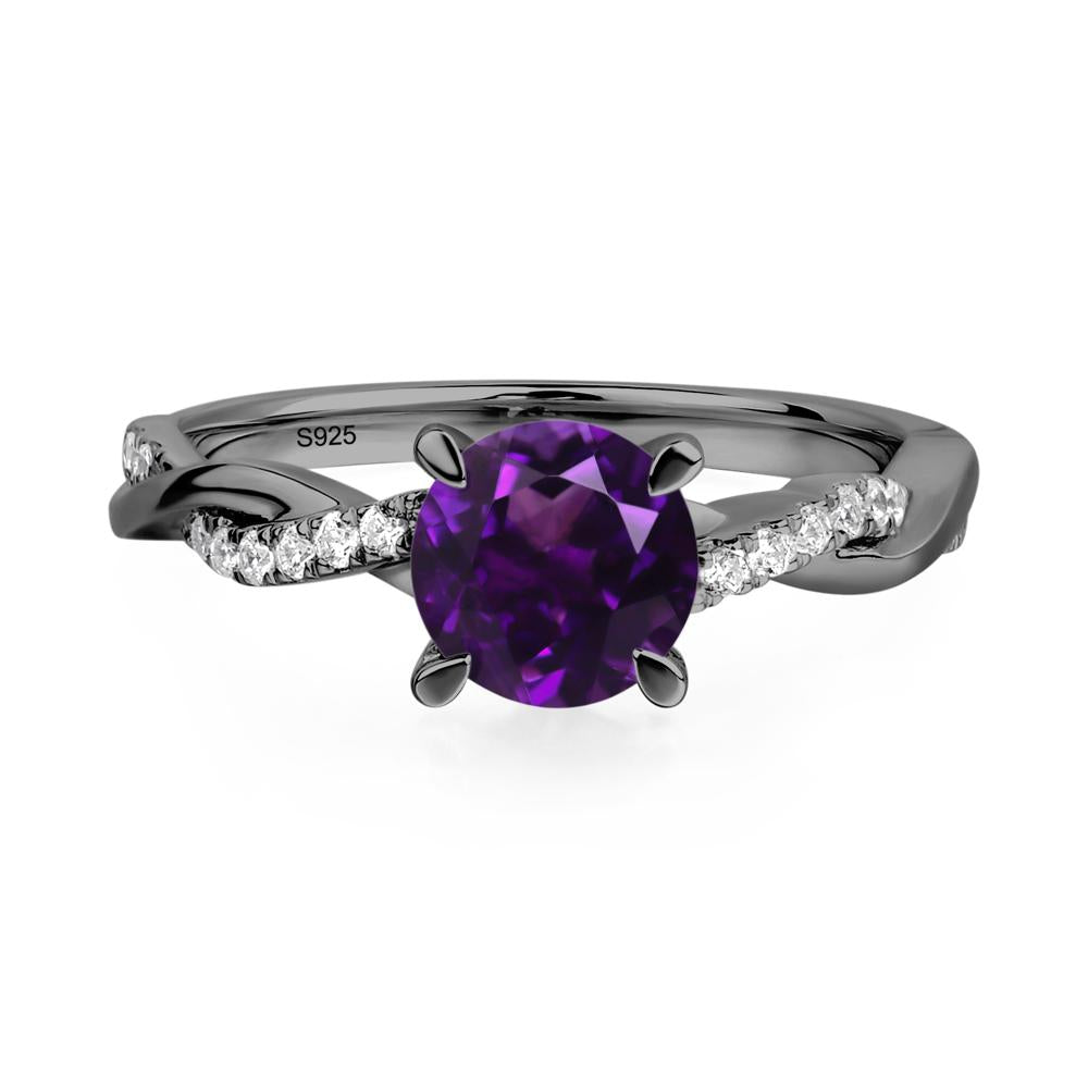 Amethyst Twist Engagement Ring - LUO Jewelry #metal_black finish sterling silver